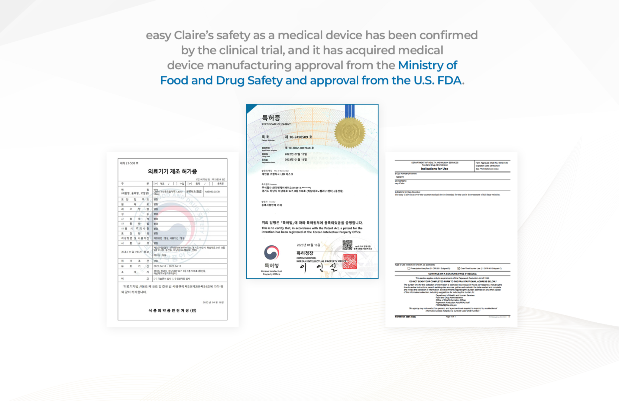 FDA Clearance certificates.2